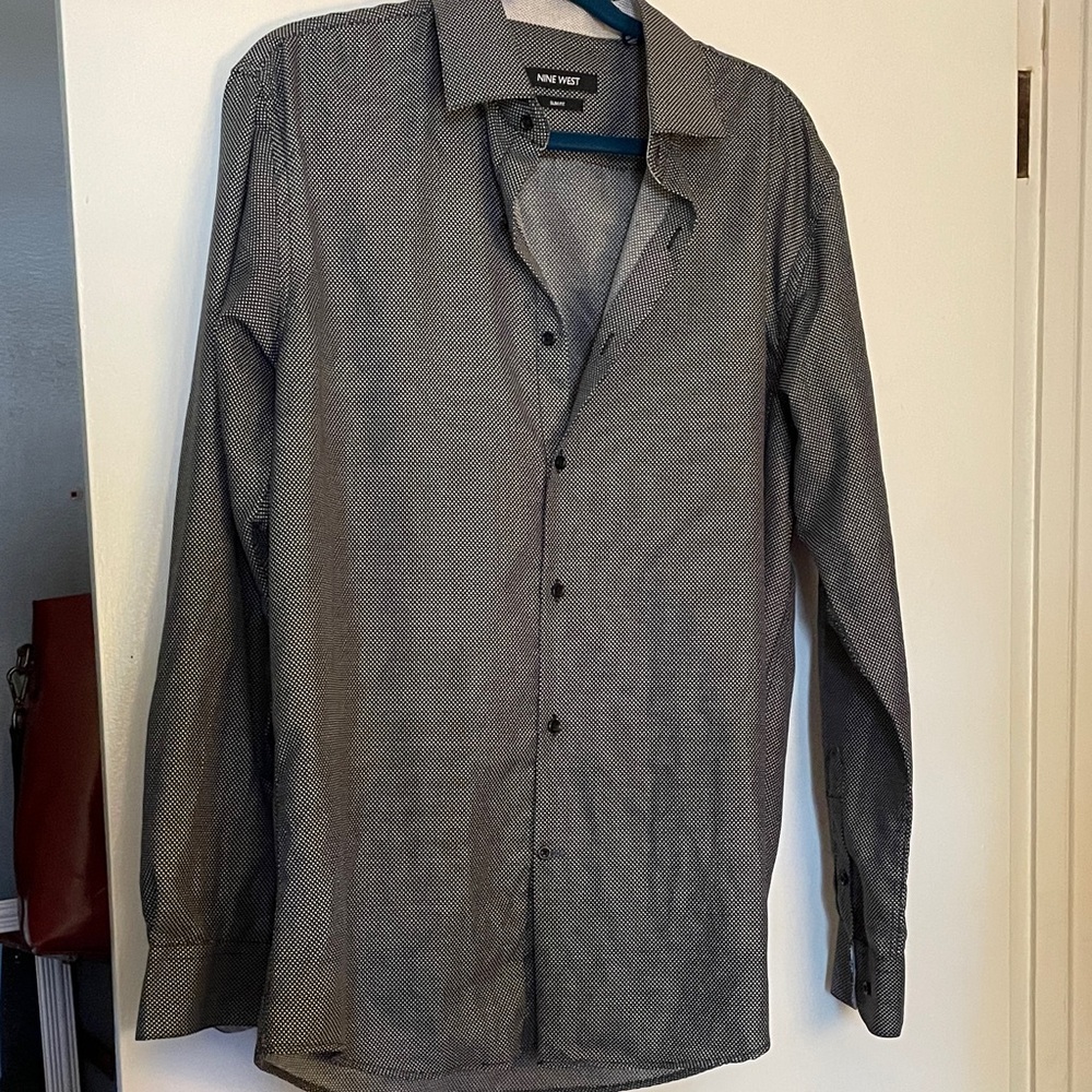 Nine West Black and White Slim Fit Shirt